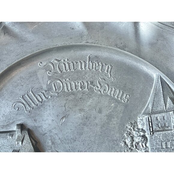 Pewter Plate Nürnberg Albr. Dürer Haus Design 9" D Artists Wall Plate Gift - Picture 6 of 12